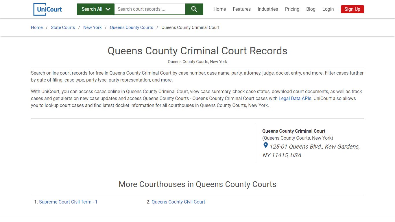 Queens County Criminal Court Records | Queens | UniCourt